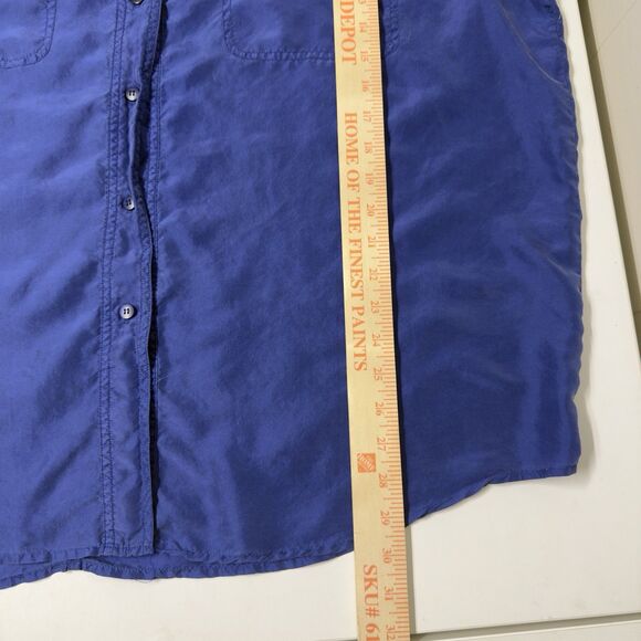 Erika 100% Sillk Short Sleeve Shirt Button Front Lightweight Blue Women 2x EUC - Picture 8 of 10